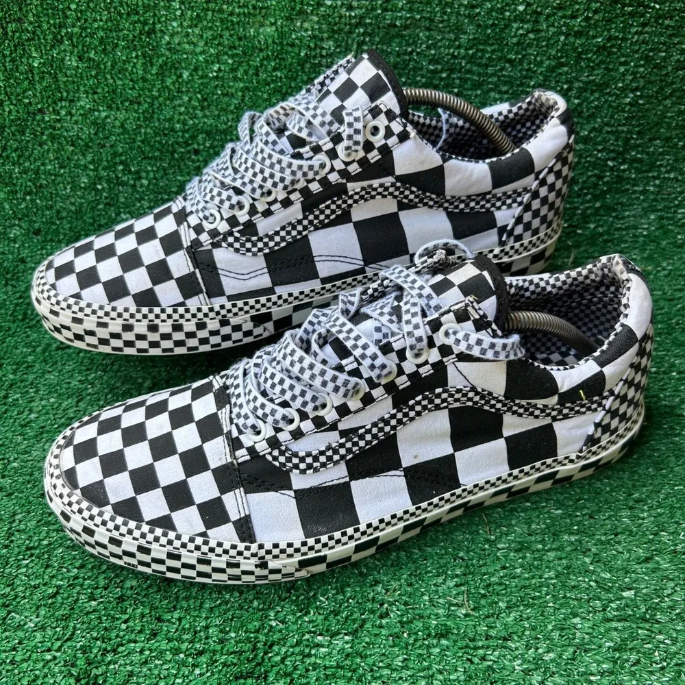Vans Old Skool All Over Checkerboard Black White Mens 12 Low Top Sneakers